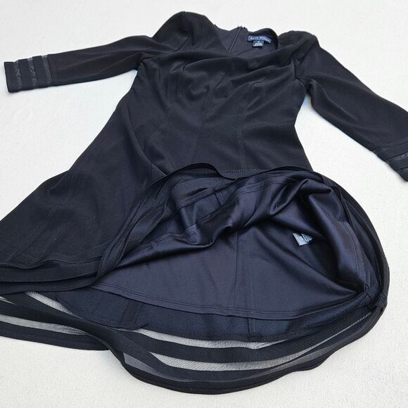 Jessica Howard Black Shadow Stripe Fit and Flare Party Dress - Picture 8 of 16